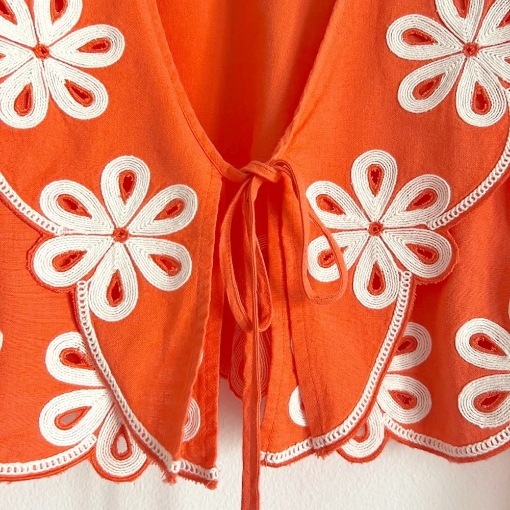 Free People Amina Coord Matching Set Embroidered Tie Front NWT